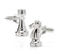 Knight and Rook Chess Piece Cufflinks, OneSize, Metal, no gemstone