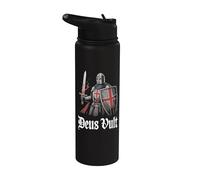 Knight Angel Deus Vult Crusader Medieval Stainless Steel Insulated Water Bottle