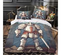 Knight Armor Comforter Cover 3D Design Printed Luxury 3 Piece Bedding Set Zipper Fantasy Medieval Quilt Cover Super Soft Machine Washable for Kids Teens Adults Women Youth Super king（260x220cm）