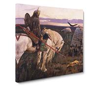 Knight At The Crossroads by Viktor Vasnetsov Canvas Print | Gallery Wrapped 30mm Frame Wall Art | 14x14 inches | Ready to Hang | Classic Picture | Living Room Bedroom Lounge Office