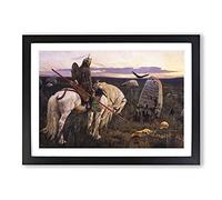 Knight at The Crossroads by Viktor Vasnetsov Framed Print | A2 Black Framed Wall Art | Ready to Hang | Modern Nature Picture | Living Room Bedroom Lounge Office
