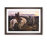 Knight at The Crossroads by Viktor Vasnetsov Framed Print | A2 Walnut Framed Wall Art | Ready to Hang | Modern Nature Picture | Living Room Bedroom Lounge Office