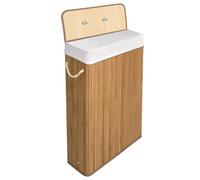 KNIGHT Bamboo Laundry Basket with Lid, 56L SLIM Laundry Hamper with Handles & Removeable Washable Lining, Easy Assemble Storage Bin 20x18x60 cm (Natural)