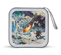 Knight Battle Flame Evil Dragon Portable CD Case Holder 48 Capacity Travel DVD Storage Boxs Wallet Bag