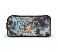 Knight Battle Flame Evil Dragon Simple Pencil Case Big Capacity Pouch Box Travel Makeup Bag