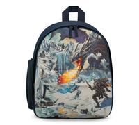 Knight Battle Flame Evil Dragon Small Backpack Cute Mini Shoulder Bag 12.6 × 9.4 × 5.9 Inches Daypack