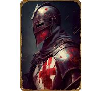 Knight Blood Templar poster Retro tin Sign Wall Art Decor Metal Sign Decoration Sign 8x12 inch