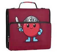 Knight Cartoon Letter V Art 1.5 Inch 3 Rings Binder Organizer with Handle and Removable Shoulder Strap Multi-Pocket School Supplies Organizer for Middle School