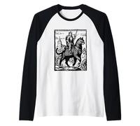 Knight Cat Rider Funny Retro 90s Dark Art Funny Cat Meme Raglan Baseball Tee
