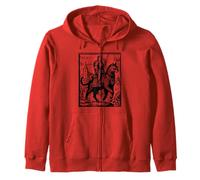 Knight Cat Rider Funny Retro 90s Dark Art Funny Cat Meme Zip Hoodie