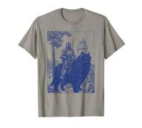 Knight Cat Rider Vintage 90s Medieval Knight Riding Cat T-Shirt