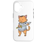 Knight Cat with Sword Case for iPhone 16
