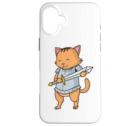 Knight Cat with Sword Case for iPhone 16 Plus