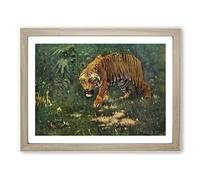 Knight, Charles R. Tiger & Cobra Vintage Framed Wall Art Print, Ready to Hang Picture for Living Room Bedroom Home Office Décor, Oak A2 (64 x 46 cm)