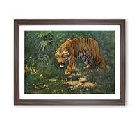 Knight, Charles R. Tiger & Cobra Vintage Framed Wall Art Print, Ready to Hang Picture for Living Room Bedroom Home Office Décor, Walnut A2 (64 x 46 cm)