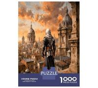 Knight City Dawn 1000 Piece Jigsaw Puzzle Set Medieval Guardian Vibe Classic Jigsaw Puzzle Recycled Cardboard Adult Educational Challenge Fun Present Home Activity Great Gift Idea 52x38cm/1000pcs