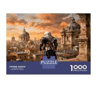 Knight City Dawn 1000 Pieces Jigsaw Puzzle Set Medieval Guardian Vibe Premium Jigsaw Puzzle Sturdy Cardboard Couple Partners Ultra Difficult Christmas 38x26cm/1000p