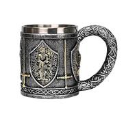 Knight Coffee Mug - 5.71 Inches Resin Stainless Steel Tankard | 450ml Medieval Knight Mug with Crusade Design, Versatile Beer Coffee Tea Cup for Medieval Enthusiasts, Father's Day, Birthday and GIF