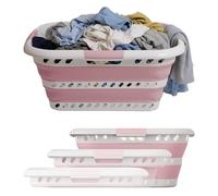 Knight Collapsible Laundry Basket 42L-Foldable Washing Basket with Handles, Large Space-Saving Basket for Clothes - Multipurpose Laundry Hamper & Collapsible Washing Baskets for Laundry (Pink)