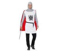 Smiffys Knight Costume, Economy, White, M - Size 38"-40"