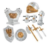 Knight Costume Kids 10Pcs/Set Simulated Medieval Knight Armor Includes Helmet, Shield, Swords, Axe and More Kids Dress Up Costumes for Role Play, Cosplay, Halloween Party