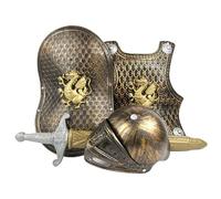 Knight Costume Kids, 4PCS/Set Dress up Knight Armor Set Includes Medieval Armor, Shield, Sword and Helmet, Plastic Armor Costume for Boys Knight Costume Kids Knight Armor Medieval Armor Armor CostumeK