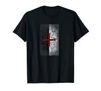 Knight Crusade Flag Red Cross Black & White Legend T-Shirt