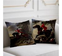 Knight Cushion Covers 65cmx65cm 2 Pack Linen Cushions Waterproof Sofa Cushions Rural Pillow Case with Invisible Zipper Throw Pillow Covers for Living Room Home Chair Sofa Patio Winter Fall Decor w-894