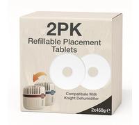 Knight Dehumidifier Refillable Tablets, Long-Lasting Moisture Absorber Refills for Damp, Condensation, Bedroom, Bathroom, Home & Office, Each Tablet Lasts up to 60 Days - 450g (Pack of 2)