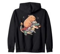 Knight Dragon Capybara Animal Medieval Ren Faire Graphic Zip Hoodie