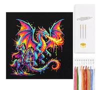 Knight Dragon Full 14CT 2 Strands DIY Counted Cross Stitch Kits 11.81x11.81inch Needlework Embroidery Kit for Beginners Adults Home Decor