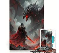 Knight Facing A Dragon in Fantasy Landscape 1000 Pieces Jigsaws Adults Puzzles Cognitive Skill Tension Relief Home Game Home Display (38x26cm)