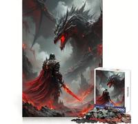 Knight Facing A Dragon in Fantasy Landscape 1000 Pieces Jigsaws Adults Puzzles Cognitive Skill Tension Relief Home Game Home Display (38x26cm)