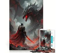 Knight Facing A Dragon in Fantasy Landscape Puzzles for Teenagers 1000 Piece Strong Memory Precise Edge Joyful Challenge Nice Art (38x52cm)