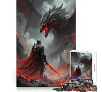 Knight Facing A Dragon in Fantasy Landscape Puzzles for Teenagers 1000 Piece Strong Memory Precise Edge Joyful Challenge Nice Art (38x52cm)