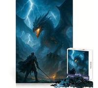 Knight Facing A Dragon in Storm 1000 Pieces Jigsaws Adults Puzzles Cognitive Skill Tension Relief Home Game Home Display (50x75cm)