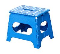 Knight Folding Step Stool | Strong Heavy Duty Skid Resistant Stool for Kids and Adults | White Black Grey Blue | H29 x L27 x W22 CM (Blue)