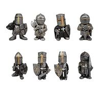 Knight Gnomes Guard Garden Gnome Ornaments Outdoor Medieval Crusader Knight Suit Statue Waterproof Resin Ornament for Yard Lawn Garden Decorations (8 PCS)