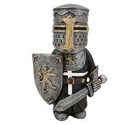 Knight Gnomes Guard Garden Gnome Ornaments Outdoor Medieval Crusader Knight Suit Statue Waterproof Resin Ornament for Yard Lawn Garden Decorations (F)