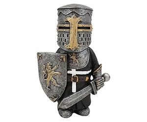 Knight Gnomes Guard Garden Gnome Ornaments Outdoor Medieval Crusader Knight Suit Statue Waterproof Resin Ornament for Yard Lawn Garden Decorations (F)