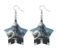 Knight Holds His Sword Women's Wooden Earring Star Dangle Earrings Pendant Jewelry