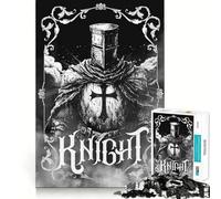 Knight Illustration Black White Armageddon 1000 Pieces Jigsaws Adults Puzzles Mental Sharp Fade Resist Home Fun Evening Game (50x75cm)