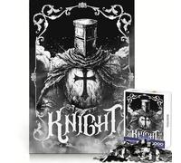 Knight Illustration Black White Armageddon 1000 Pieces Jigsaws Adults Puzzles Mental Sharp Fade Resist Home Fun Evening Game (38x52cm)