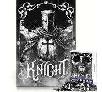 Knight Illustration Black White Armageddon Jigsaw 1000 Pieces for Adults Relax Game Stress Relief Fun Challenge Premium Gift (38x26cm)