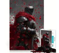Knight in Armor with Red Petals Puzzles for Teenagers 1000 Pieces Relax Game Clear Tone Fun Hobby Birthday Art Gift (50x75cm)
