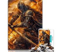 Knight in Flame Jigsaw Puzzles for Adults Teenagers Jigsaws Puzzle,Help The Brain Exercise Addictive Toys to Cultivate Patience A Work of Art (50x75cm)