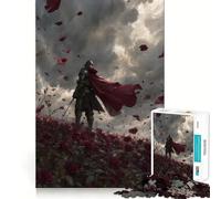 Knight in Rose Field with Cape 1000 Piece Jigsaw Puzzle for Teenagers Sharp Thinking Perfect Connection Fun Activity Xmas Surprise (50x75cm)