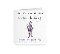 Knight In Shining Armour Birthday Card - Silver Cursive (For Husband)