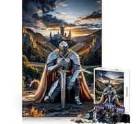 Knight Kneeling Before Castle 1000 Pieces Jigsaw Puzzles for Adults Recall Boost Good Thick Real Challenge Art Display (50x75cm)