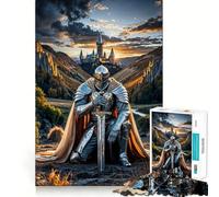 Knight Kneeling Before Castle 1000 Pieces Jigsaw Puzzles for Adults Recall Boost Good Thick Real Challenge Art Display (50x75cm)
